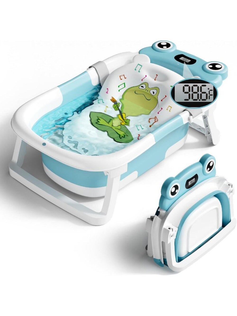 Collapsible Baby Bathtub for Infants & Toddlers, Soft Cushion, Portable